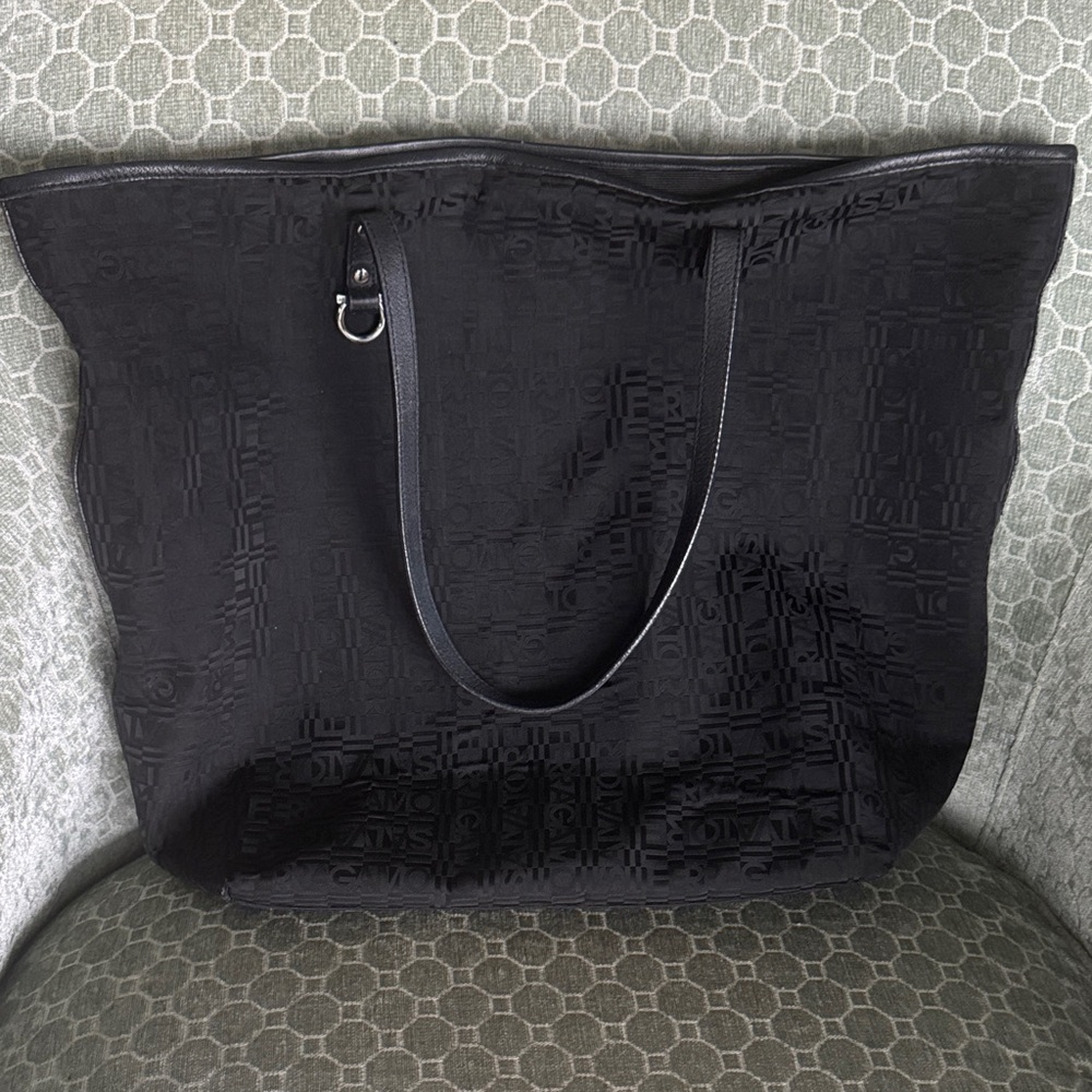 Salvatore Ferragamo Spacious Black Tote Bag with Shoulder Straps